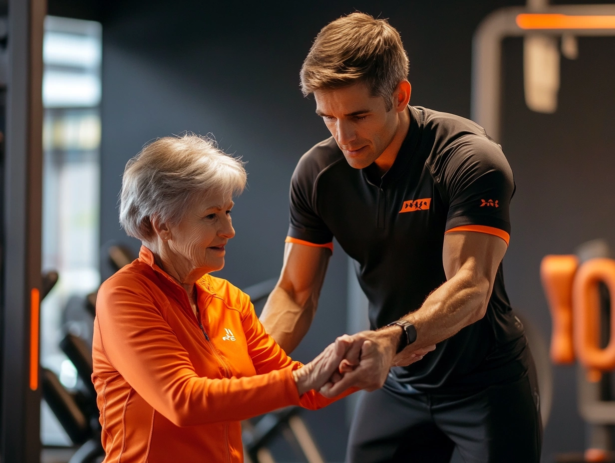 Досвідчений тренер проводить заняття для людей старшого віку